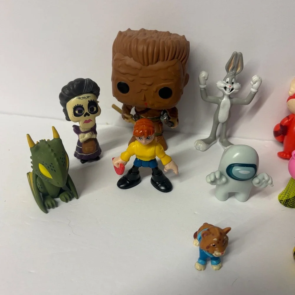 Mixed Toy Figure Lot Funko Chewbacca Joker Sonic Bugs Bunny Among Us Care Bear